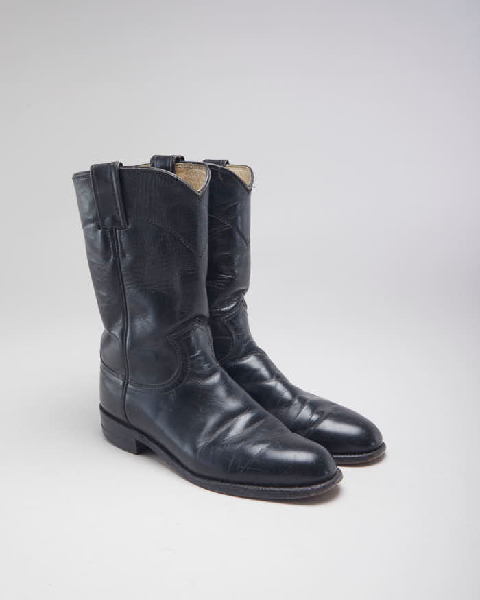 Justin Black Leather Cowboy Boots - UK4.5