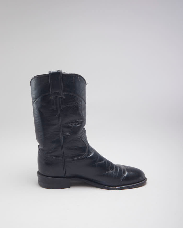 Justin Black Leather Cowboy Boots - UK4.5