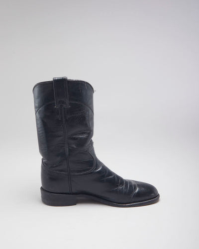 Justin Black Leather Cowboy Boots - UK4.5