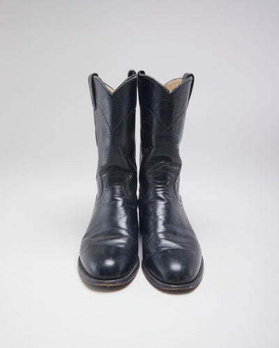 Justin Black Leather Cowboy Boots - UK4.5