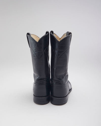 Justin Black Leather Cowboy Boots - UK4.5