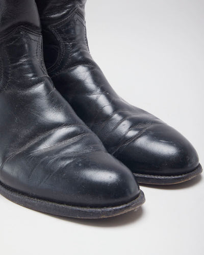 Justin Black Leather Cowboy Boots - UK4.5