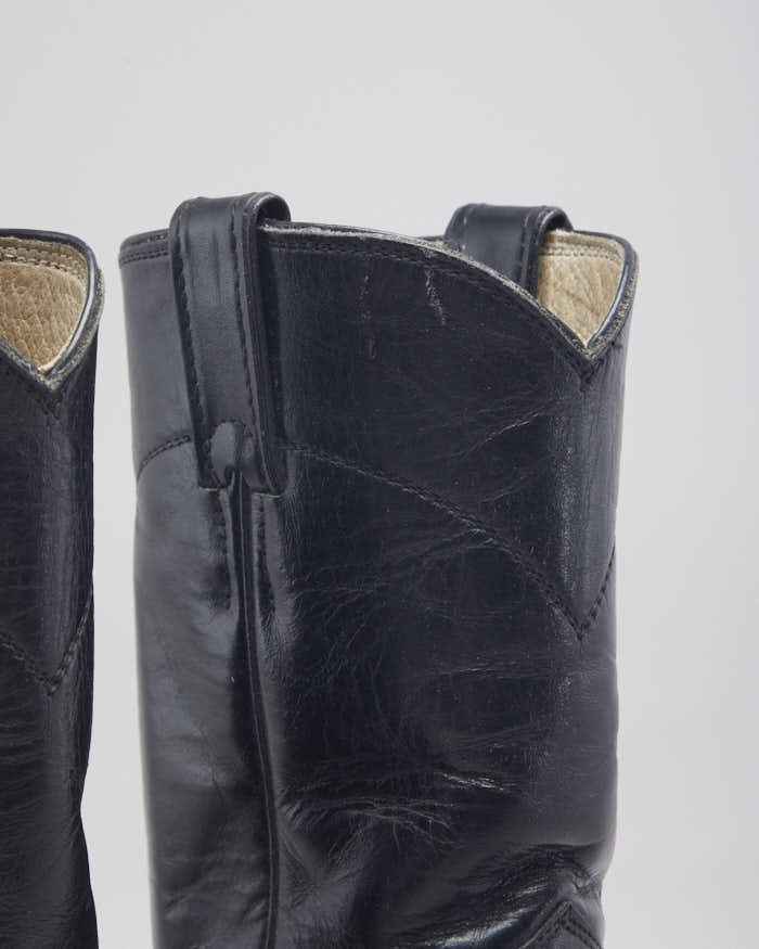 Justin Black Leather Cowboy Boots - UK4.5