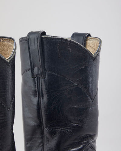 Justin Black Leather Cowboy Boots - UK4.5