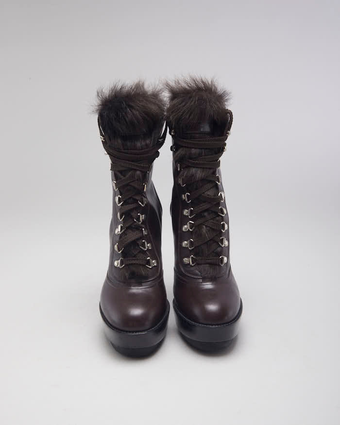 Giamito Rossi Lace-up Furry Boots - UK4