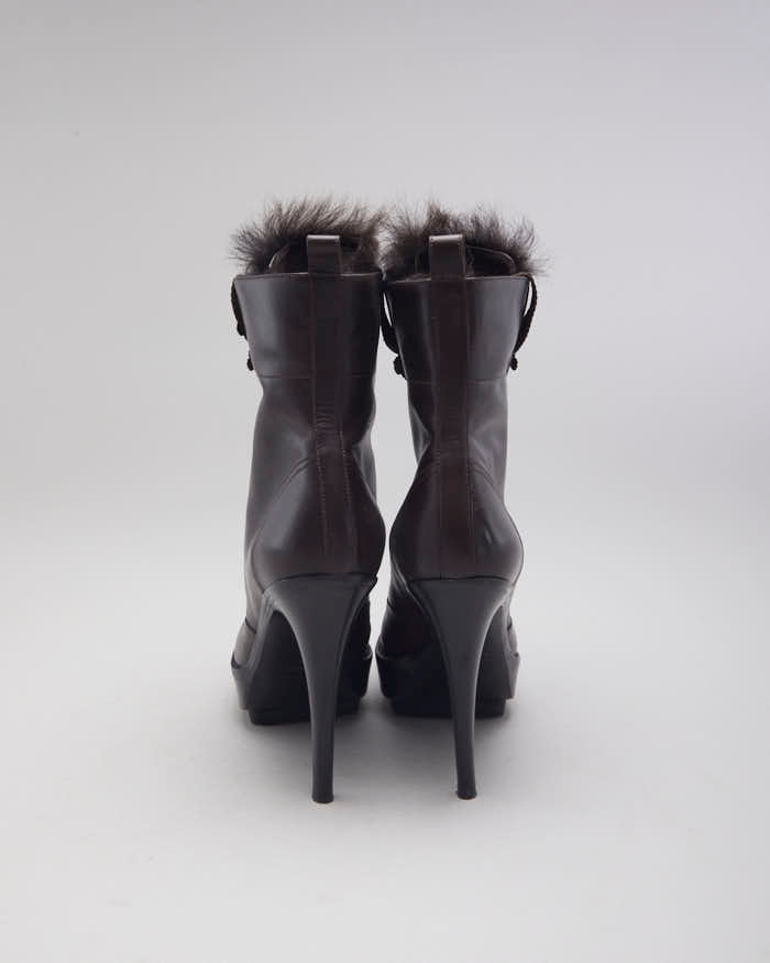 Giamito Rossi Lace-up Furry Boots - UK4