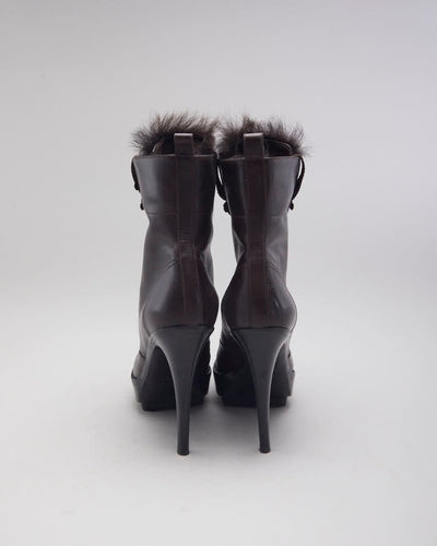 Giamito Rossi Lace-up Furry Boots - UK4