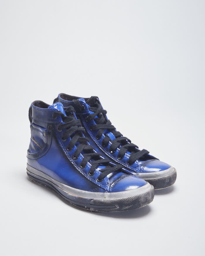 Diesel Patent Blue Trainers - UK2.5