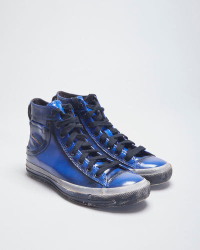 Diesel Patent Blue Trainers - UK2.5