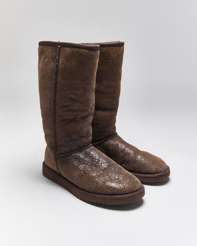 Vintage Y2k 00s UGG Australia Sheepskin Lined Paisley Pattern Boots - UK6
