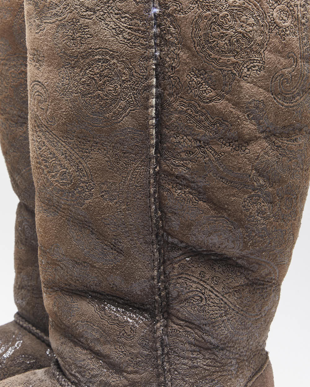 Vintage Y2k 00s UGG Australia Sheepskin Lined Paisley Pattern Boots - UK6