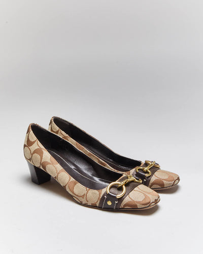 Vintage Y2k 00s Coach Monogram Heels - UK5.5