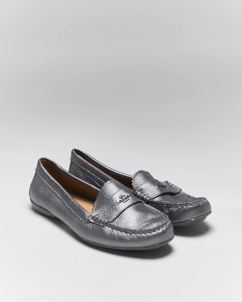 Vintage Coach Grey Silver Loafers - UK5