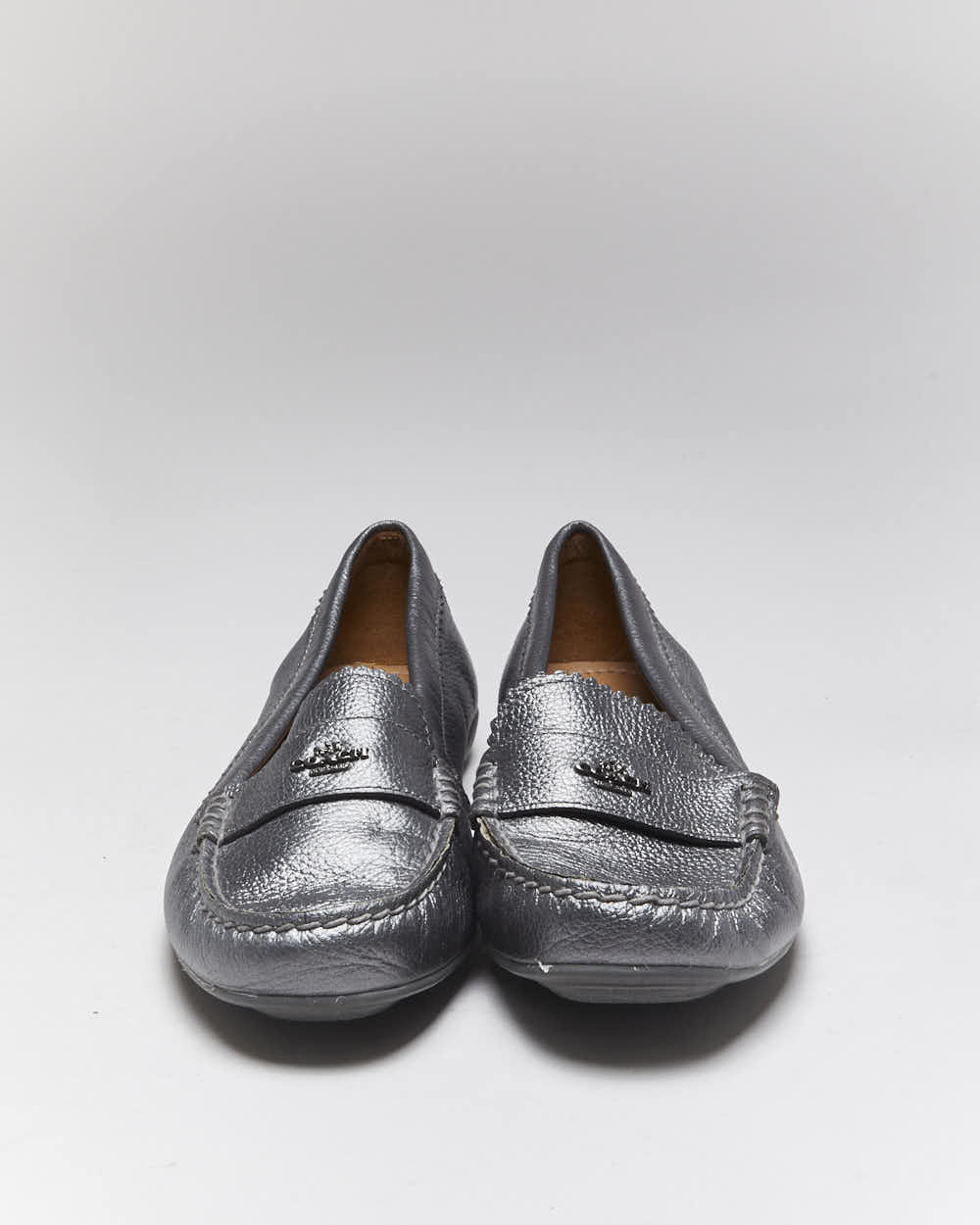 Vintage Coach Grey Silver Loafers - UK5