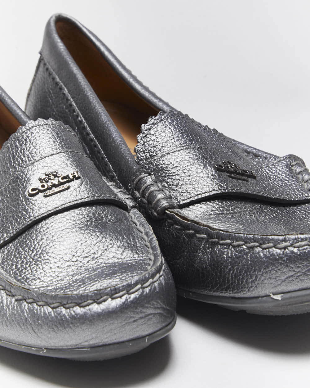 Vintage Coach Grey Silver Loafers - UK5