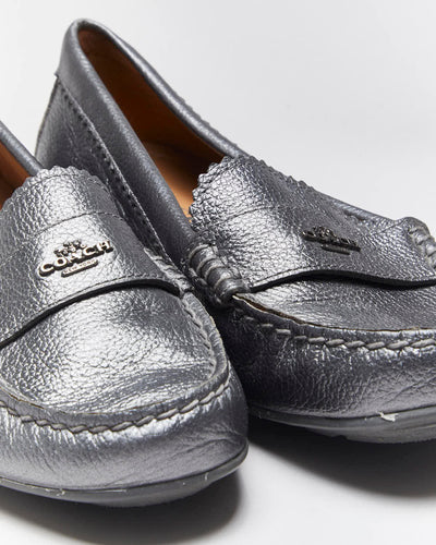 Vintage Coach Grey Silver Loafers - UK5