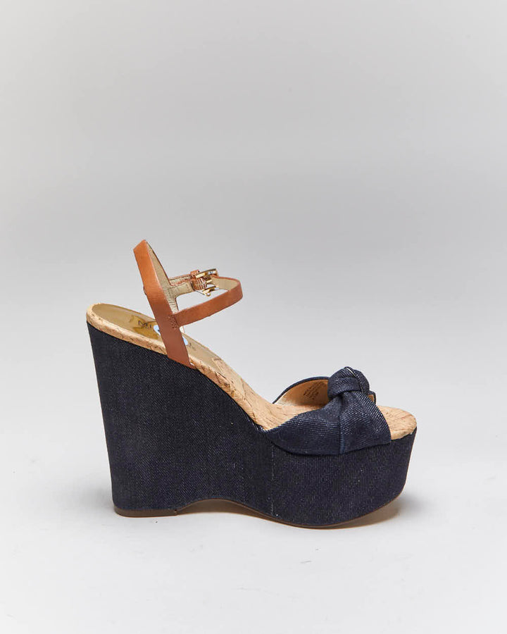 Vintage Y2k 00s Michael Kors Denim Wedge Sandals - UK4.5