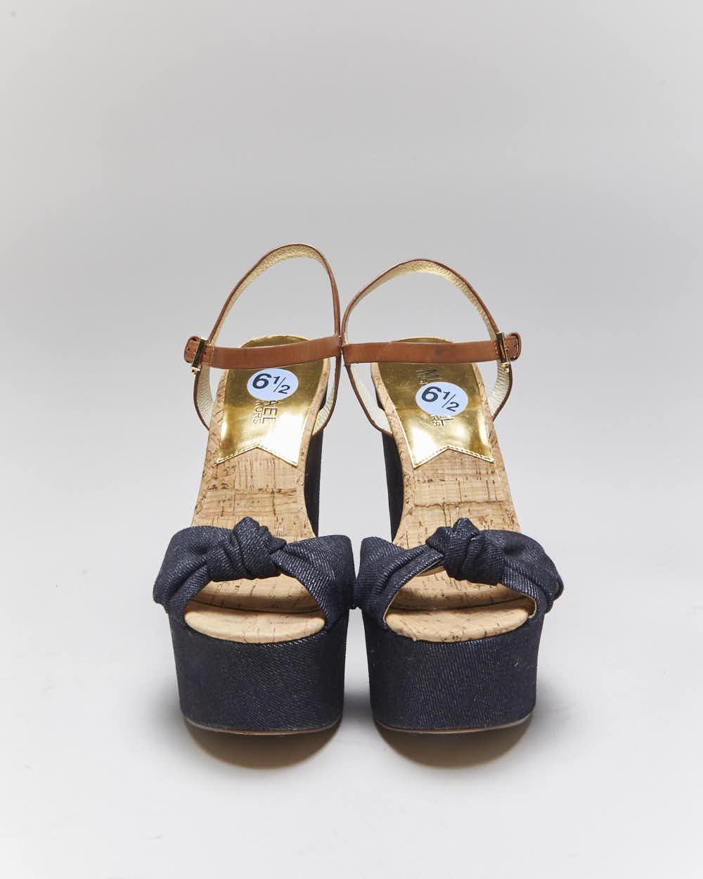 Vintage Y2k 00s Michael Kors Denim Wedge Sandals - UK4.5