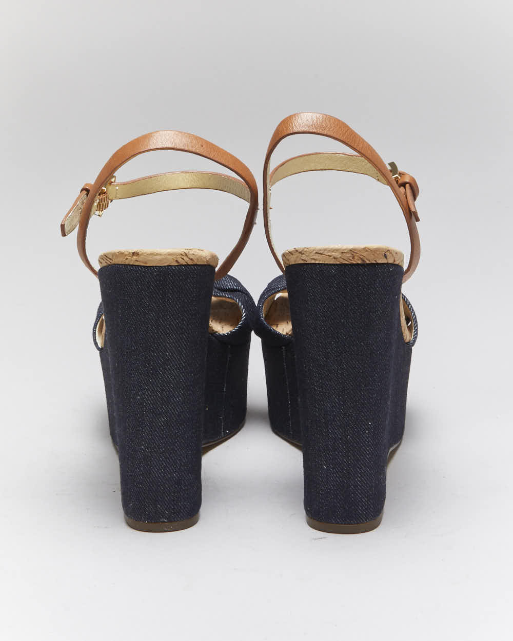 Vintage Y2k 00s Michael Kors Denim Wedge Sandals - UK4.5
