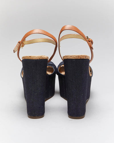 Vintage Y2k 00s Michael Kors Denim Wedge Sandals - UK4.5