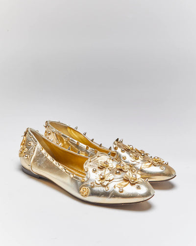 Vintage Dolce & Gabbana Gold Loafers - UK7