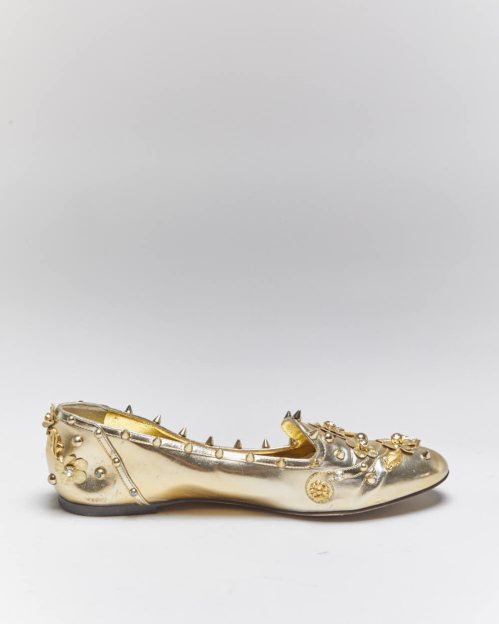 Vintage Dolce &amp; Gabbana Gold Loafers - UK7