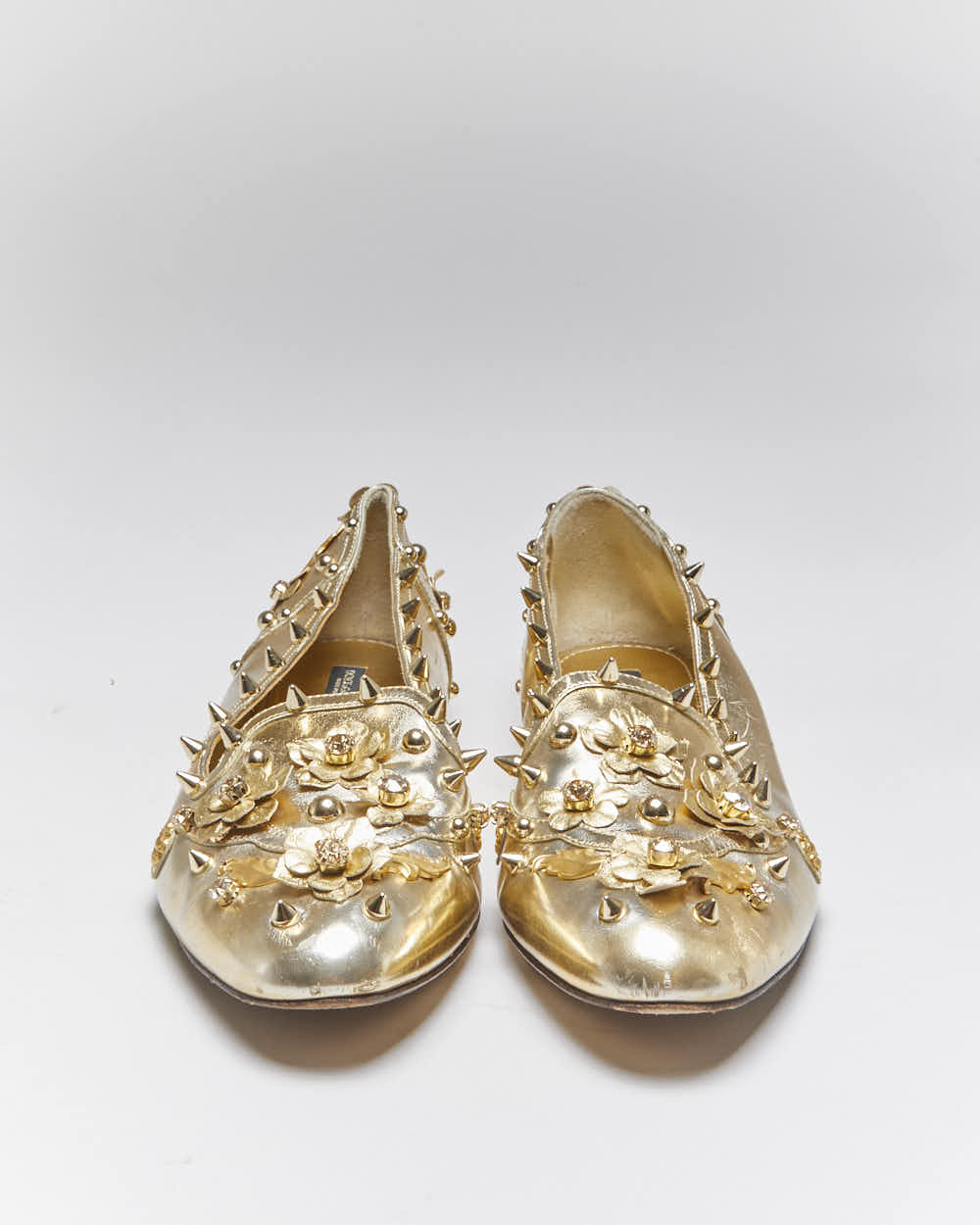 Vintage Dolce &amp; Gabbana Gold Loafers - UK7