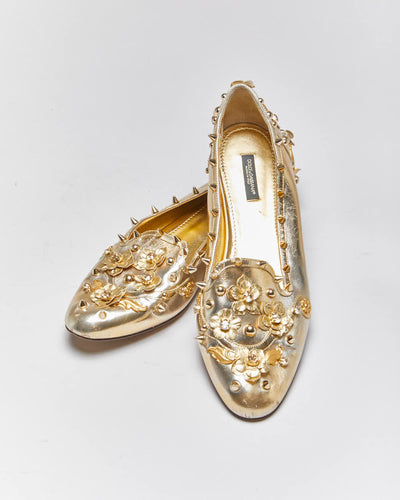 Vintage Dolce & Gabbana Gold Loafers - UK7