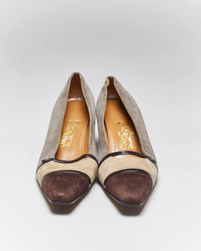 Vintage Salvatore Ferragamo Suede Kitten Heels - UK6.5