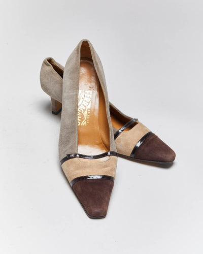 Vintage Salvatore Ferragamo Suede Kitten Heels - UK6.5