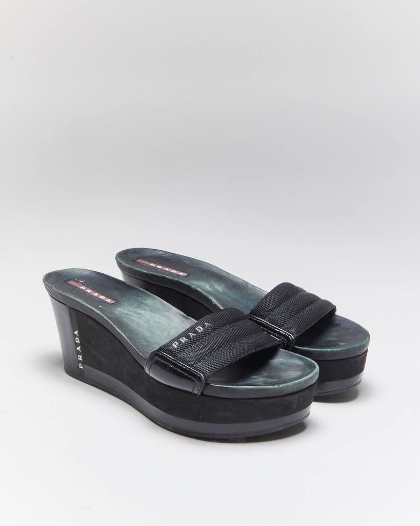 Vintage Y2k 00s Prada Wedge Platform Sandals - UK4.5 – Rokit