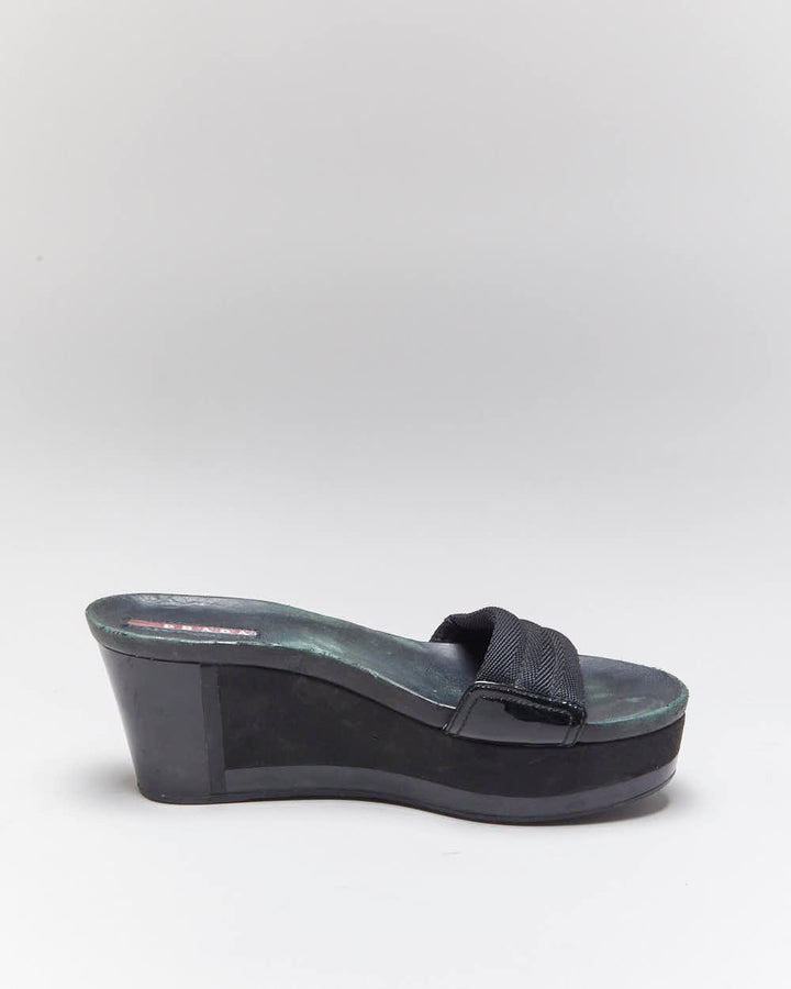 Vintage Y2k 00s Prada Wedge Platform Sandals - UK4.5