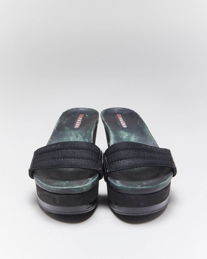 Vintage Y2k 00s Prada Wedge Platform Sandals - UK4.5
