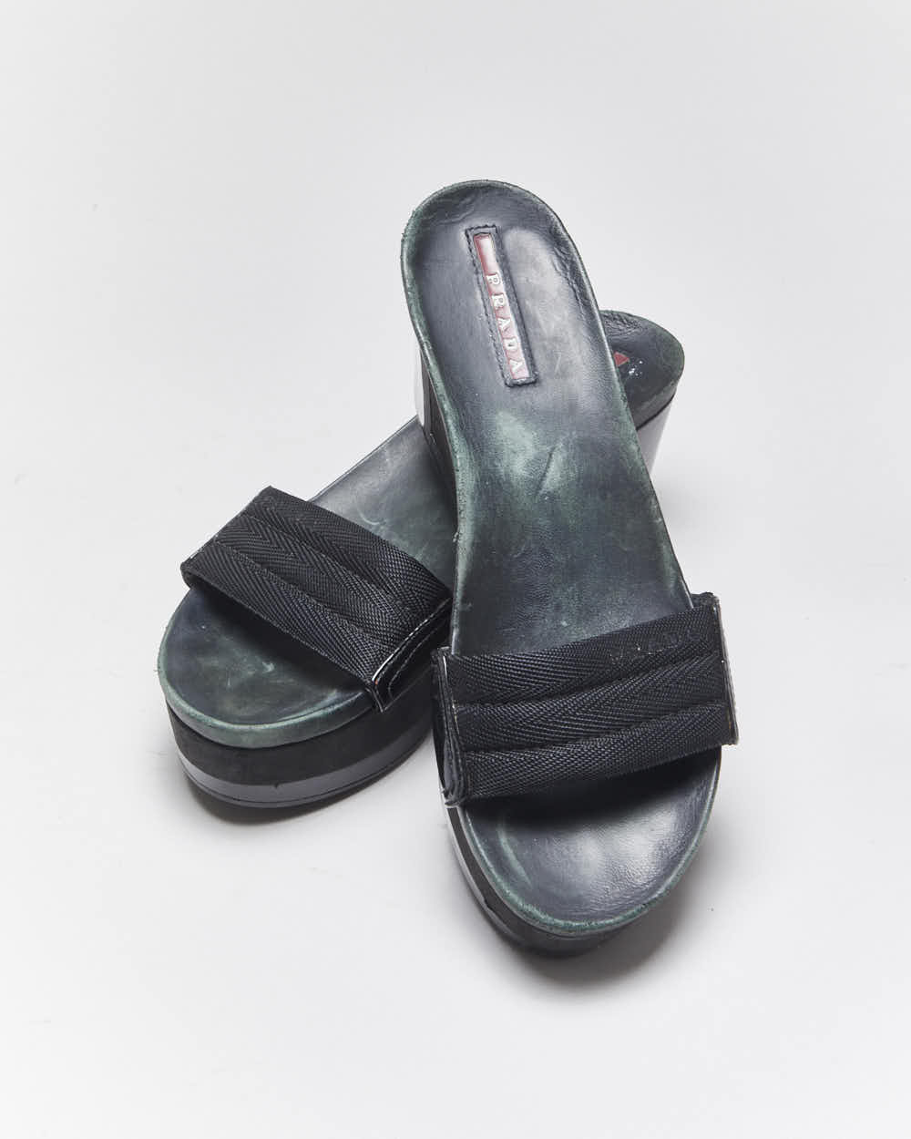 Vintage Y2k 00s Prada Wedge Platform Sandals - UK4.5