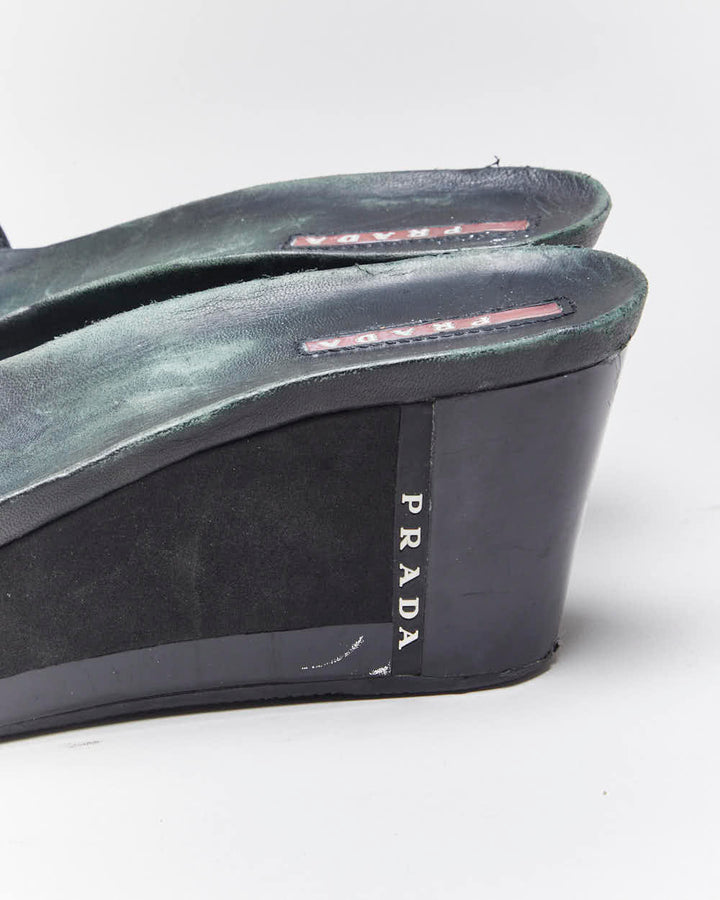 Vintage Y2k 00s Prada Wedge Platform Sandals - UK4.5