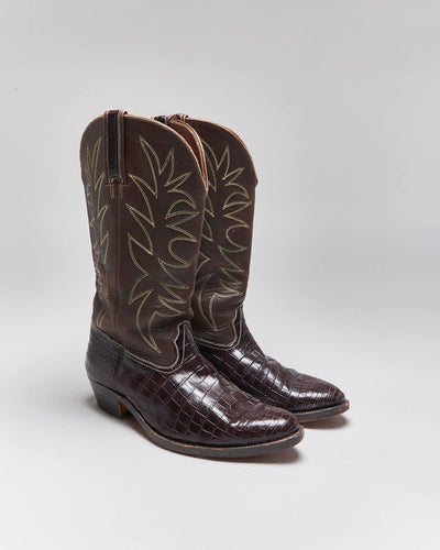 Vintage Brown Snakeskin Cowboy Boots - UK7