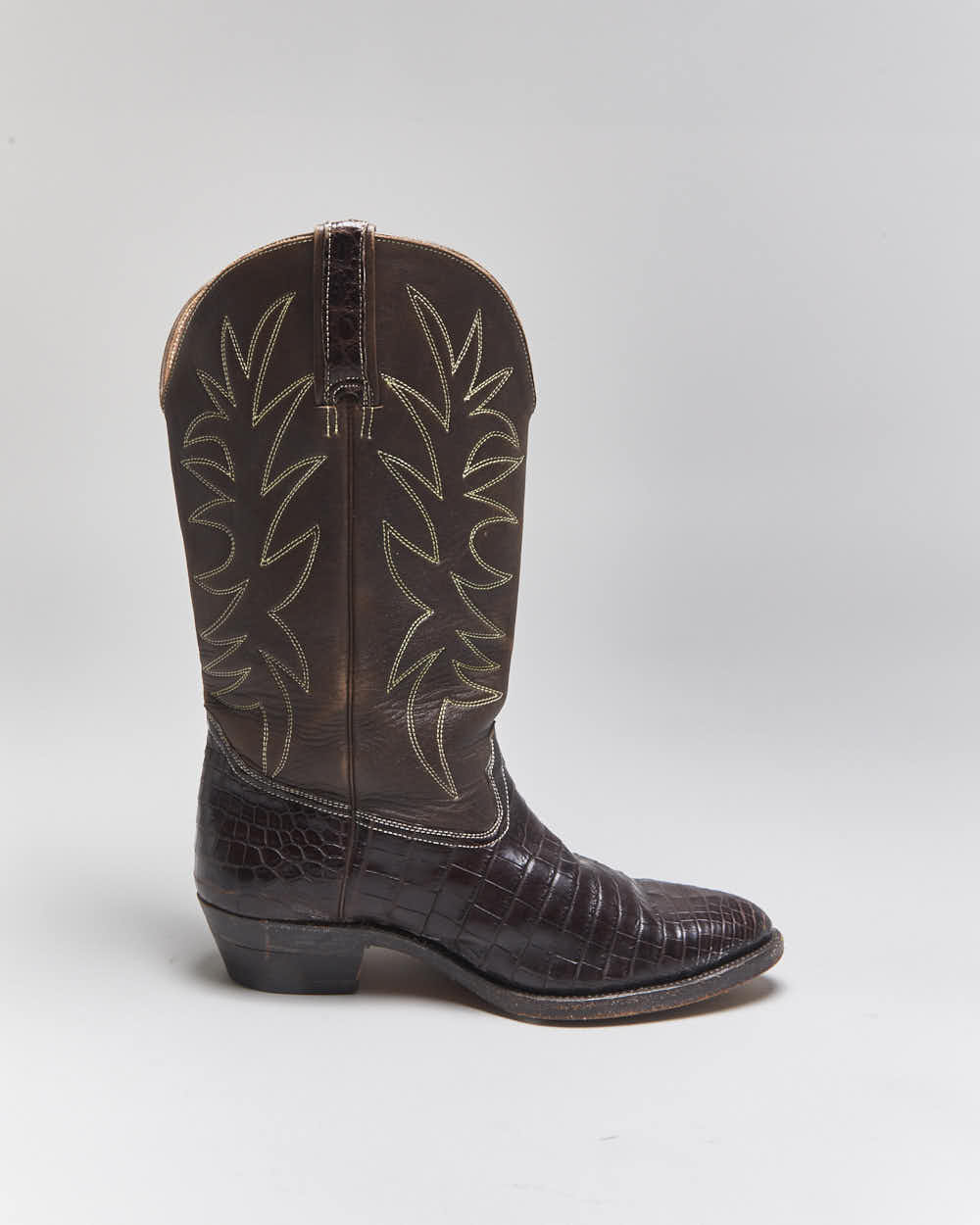 Vintage Brown Snakeskin Cowboy Boots - UK7