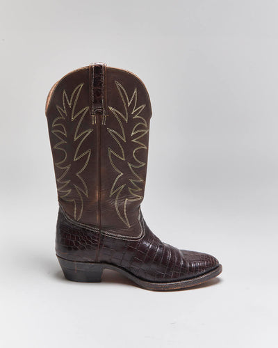 Vintage Brown Snakeskin Cowboy Boots - UK7