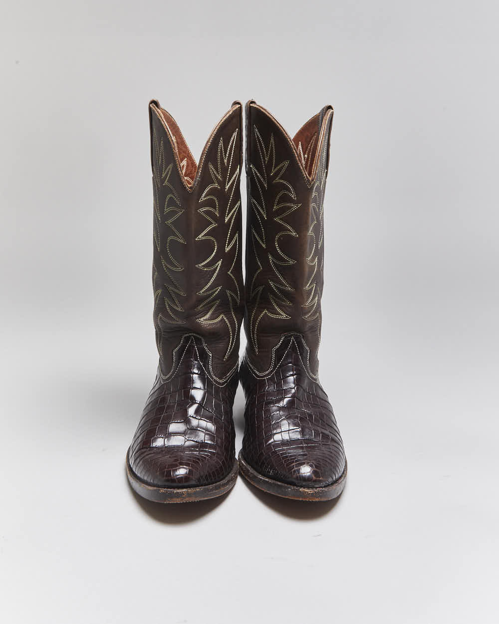 Vintage Brown Snakeskin Cowboy Boots - UK7