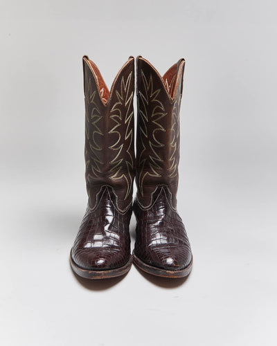 Vintage Brown Snakeskin Cowboy Boots - UK7