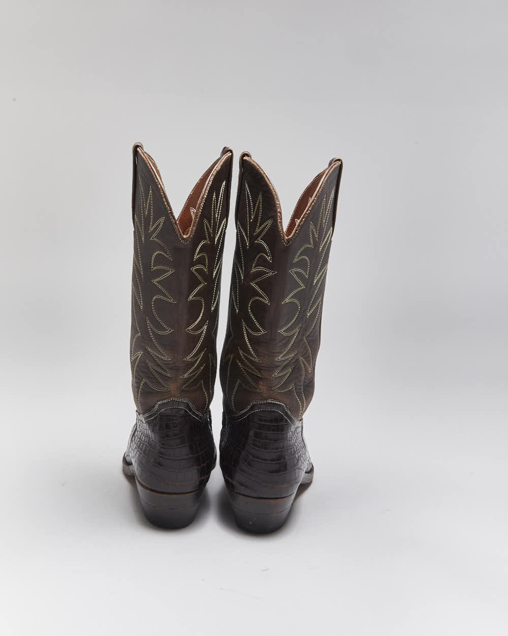Vintage Brown Snakeskin Cowboy Boots - UK7