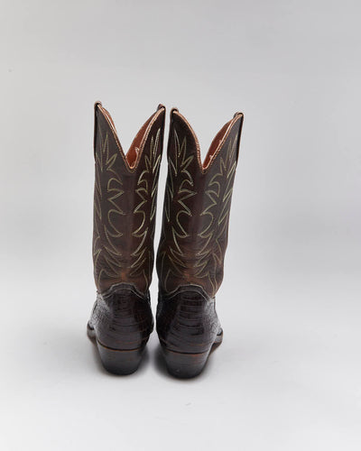 Vintage Brown Snakeskin Cowboy Boots - UK7