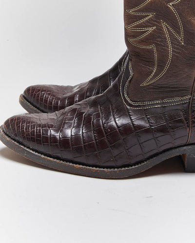 Vintage Brown Snakeskin Cowboy Boots - UK7