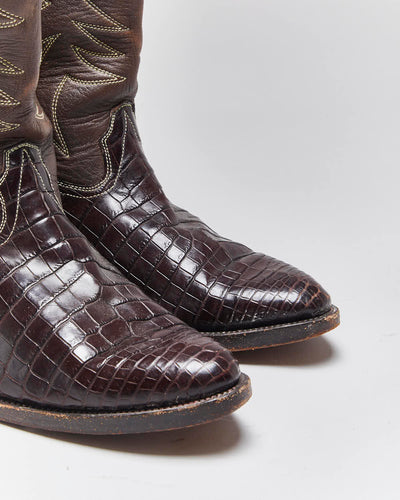 Vintage Brown Snakeskin Cowboy Boots - UK7