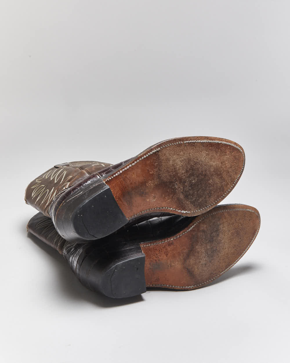 Vintage Brown Snakeskin Cowboy Boots - UK7