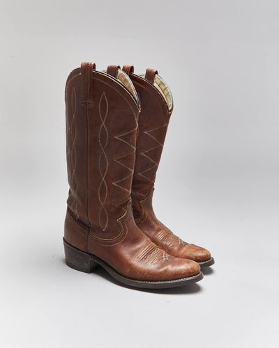 Vintage Brown Cowboy Boots - UK4.5