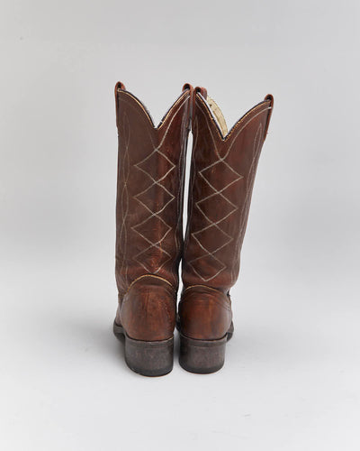 Vintage Brown Cowboy Boots - UK4.5