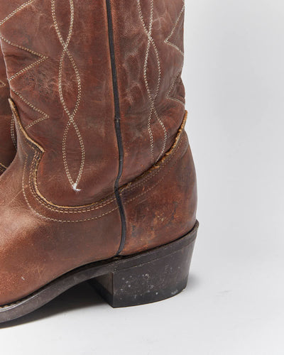 Vintage Brown Cowboy Boots - UK4.5