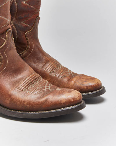 Vintage Brown Cowboy Boots - UK4.5