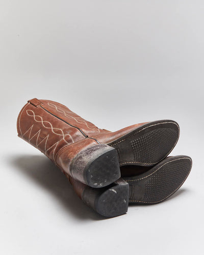 Vintage Brown Cowboy Boots - UK4.5